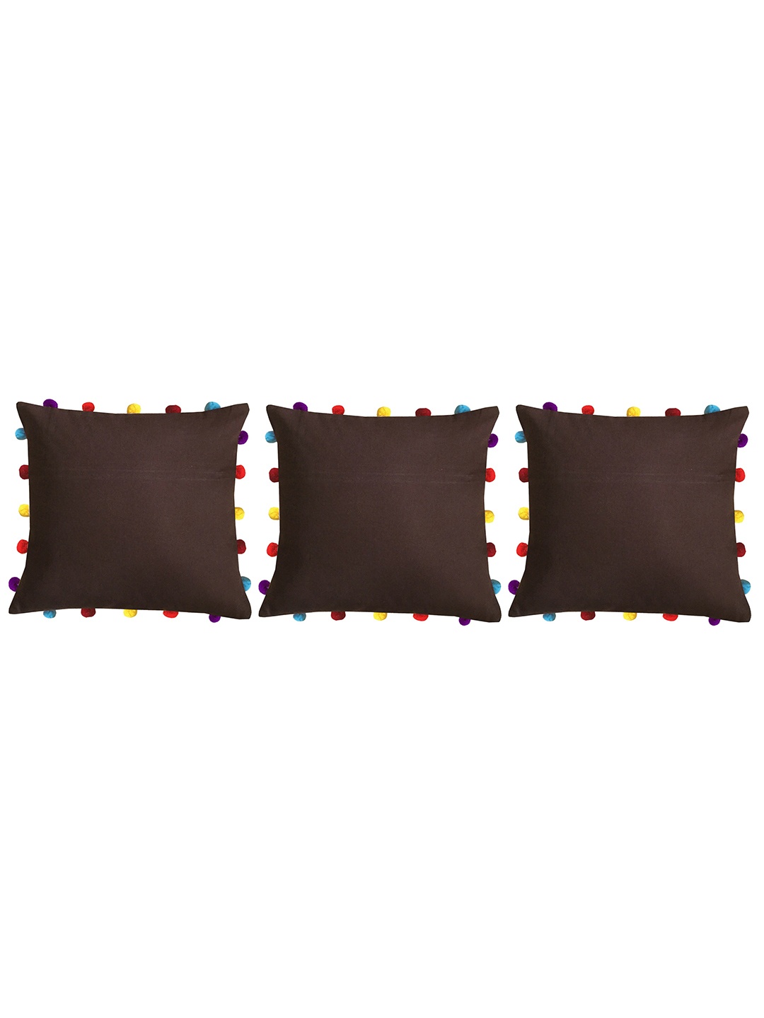 

Lushomes Brown Set of 3 Square Cotton Cushion Covers