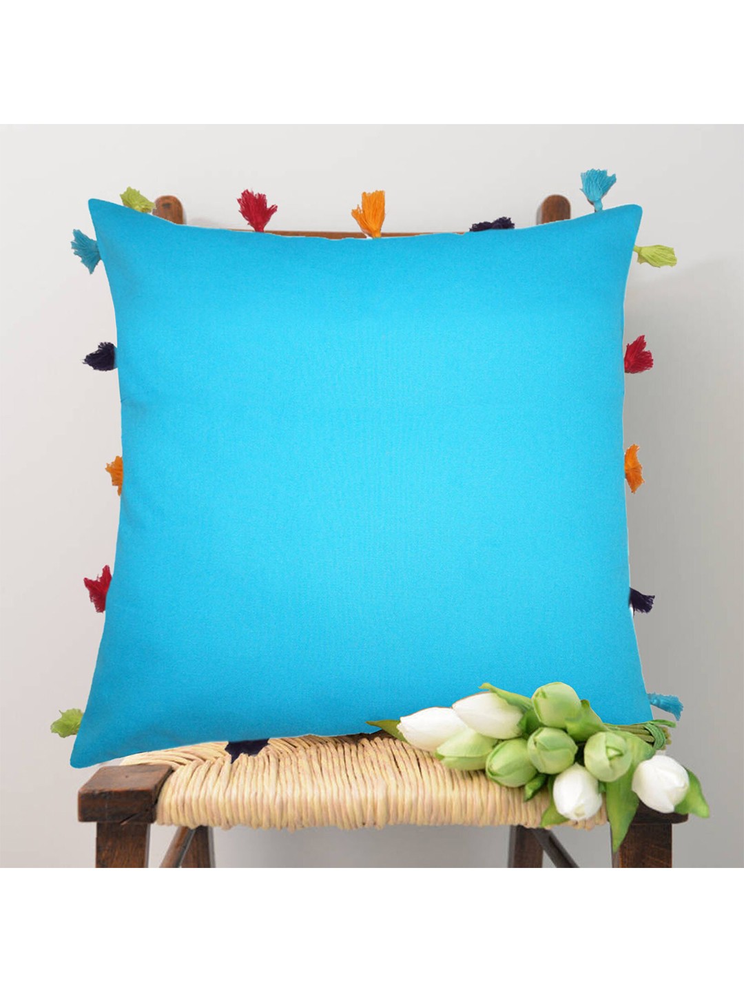 

Lushomes Blue Set of 5 Square Cushion Covers