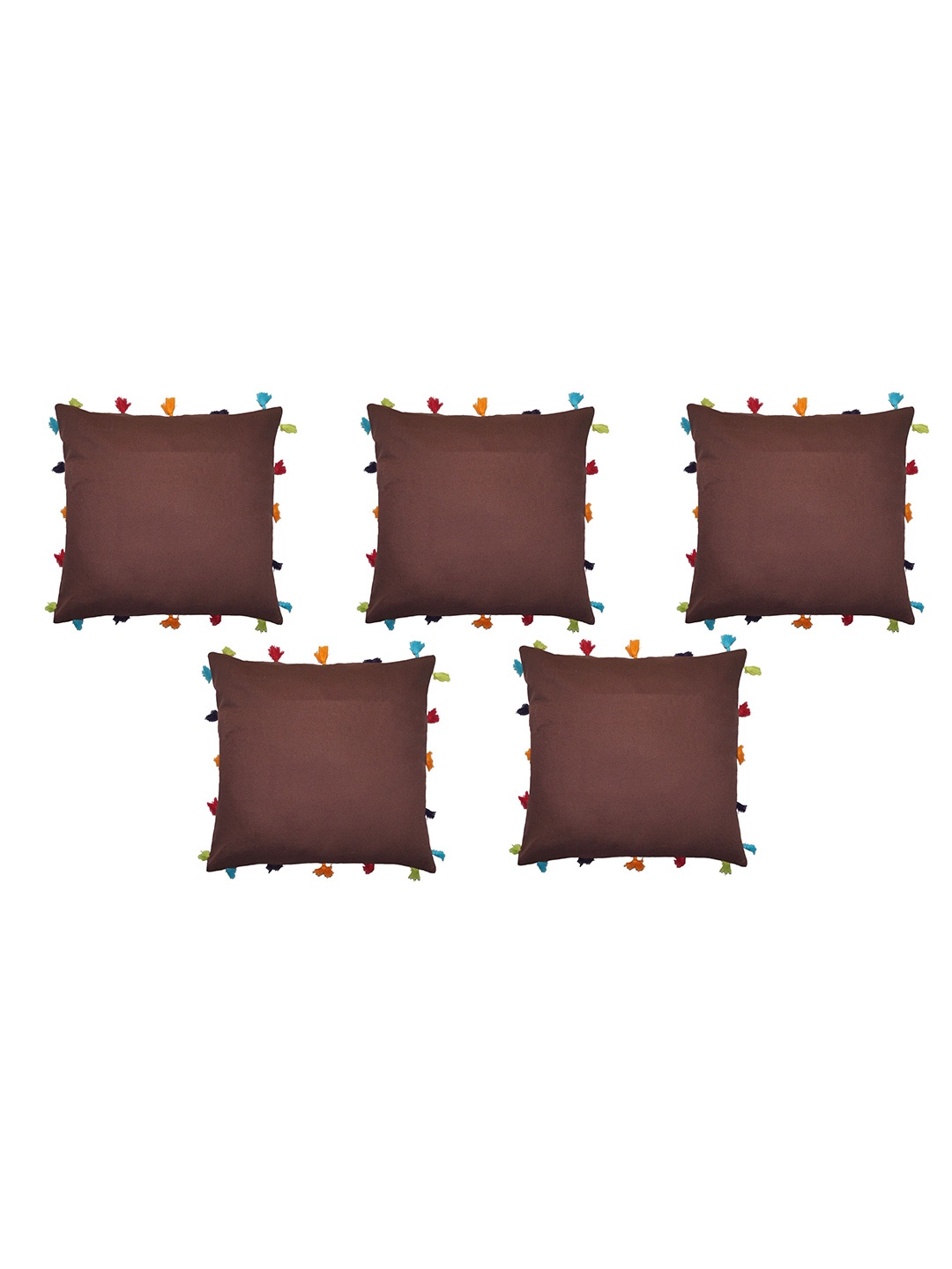 

Lushomes Brown Set of 5 Square Cushion Covers