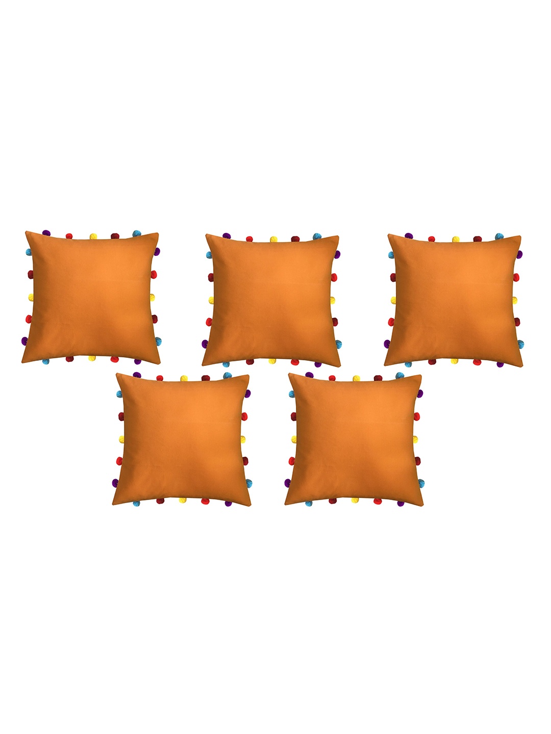 

Lushomes Orange Set of 5 Square Cushion Covers