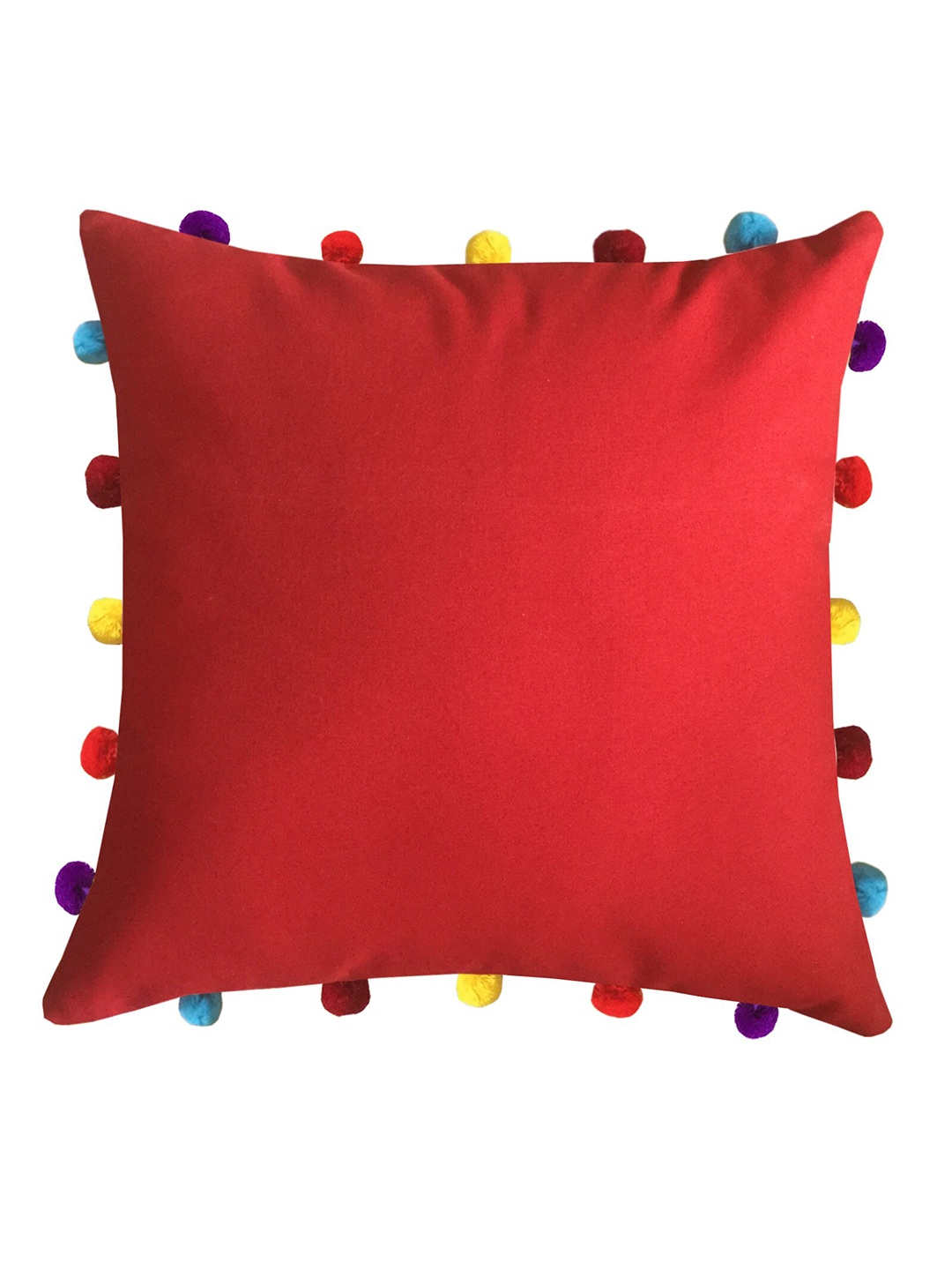 

Lushomes Red Square Pom Pom Detail Cushion Covers Set of 5