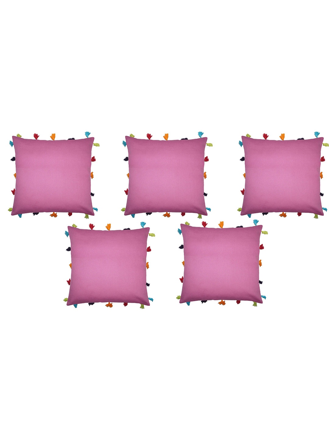 

Lushomes Pink Set of 5 Square Cushion Covers