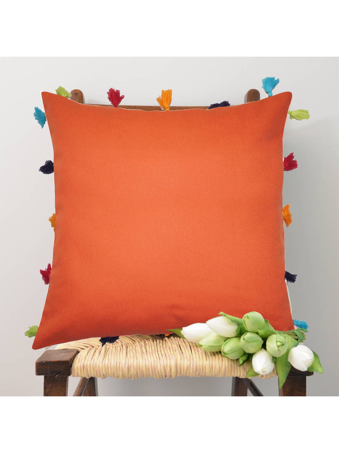 

Lushomes Orange Set of 3 Square Cushion Covers