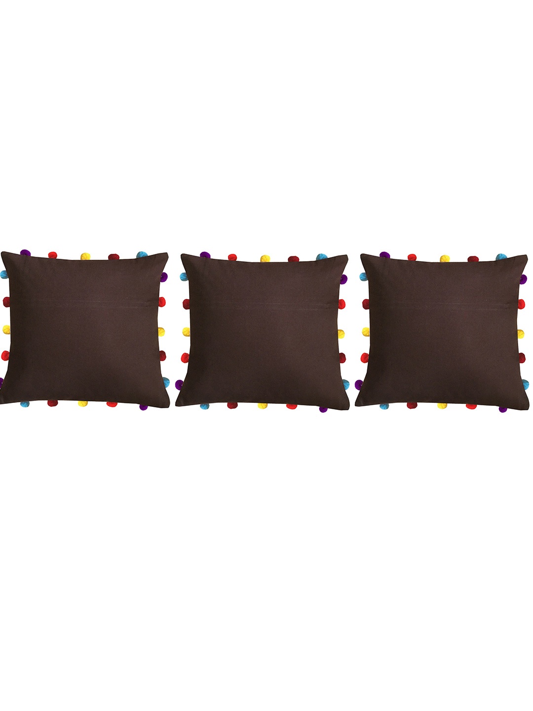 

Lushomes Brown Set of 3 Square Cushion Covers