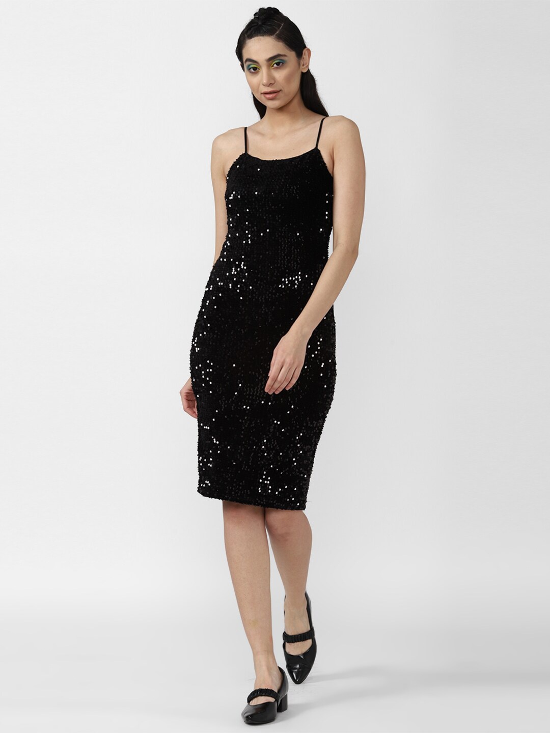 

FOREVER 21 Black Embellished Sheath Dress