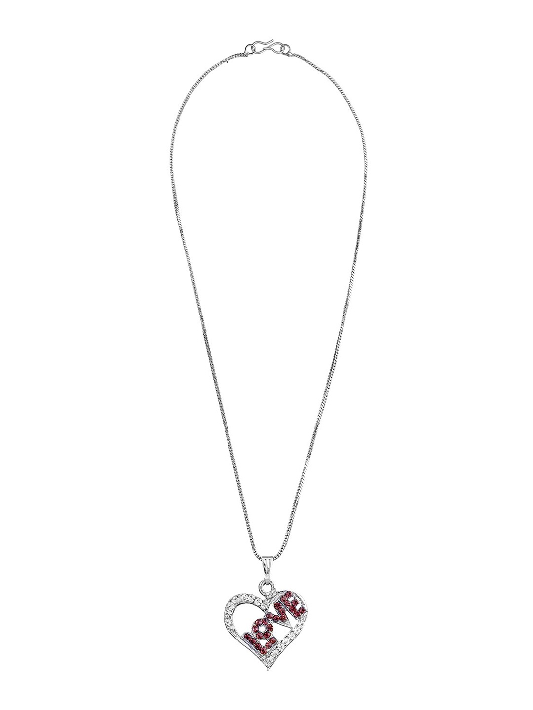 

Shining Jewel - By Shivansh Women Silver-Plated Red & White Heart-Shaped Pendant