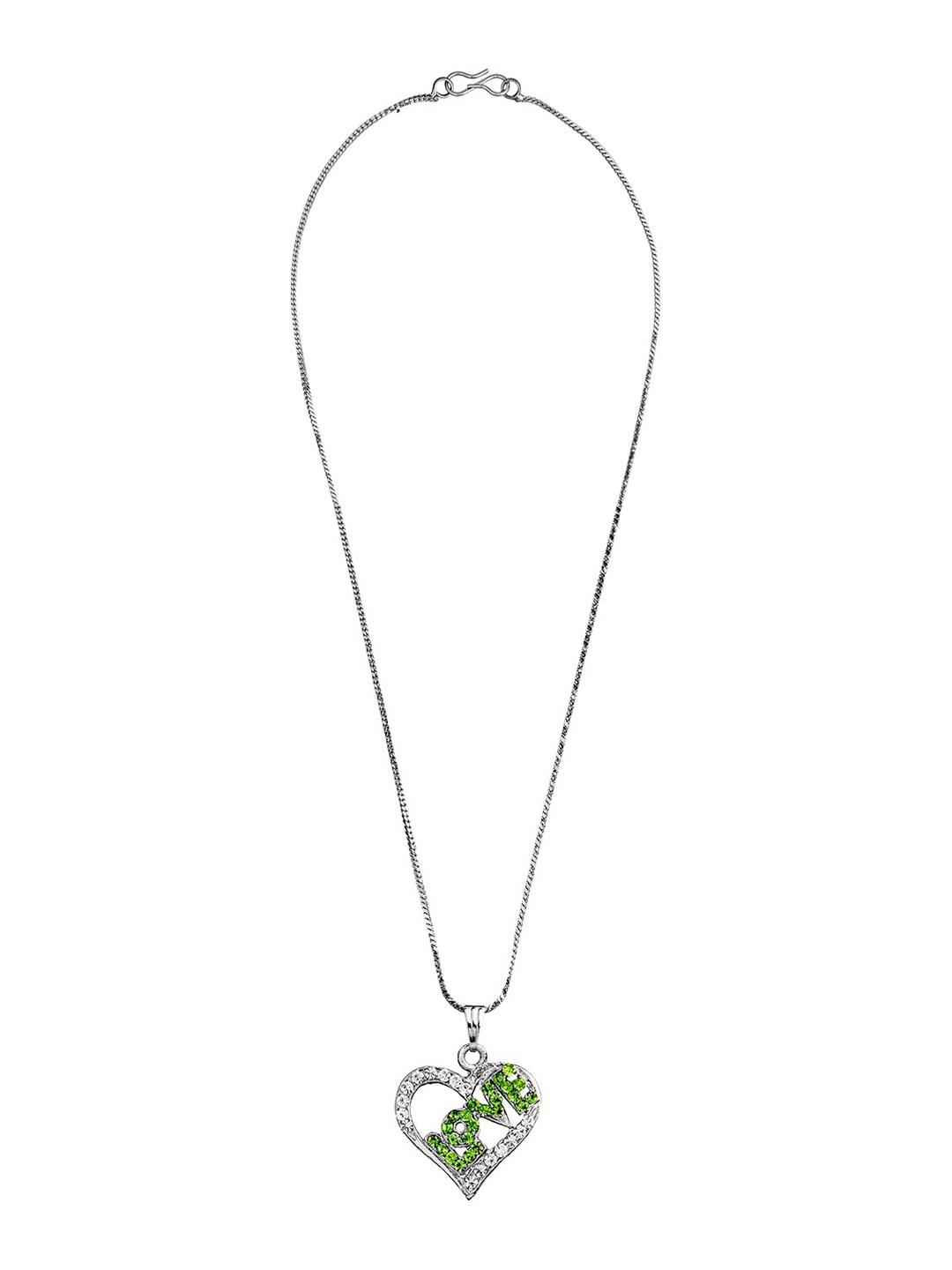 

Shining Jewel - By Shivansh Women Silver-Plated Green CZ Studded Pendant