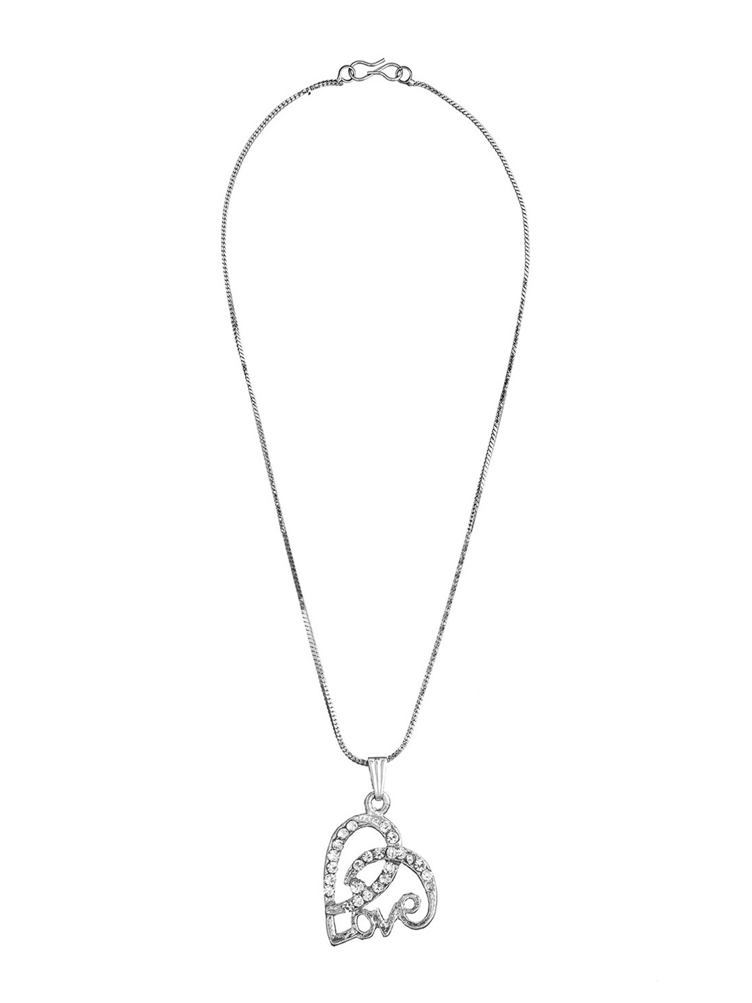 

Shining Jewel - By Shivansh Silver-Plated White Crystal Studded Pendant