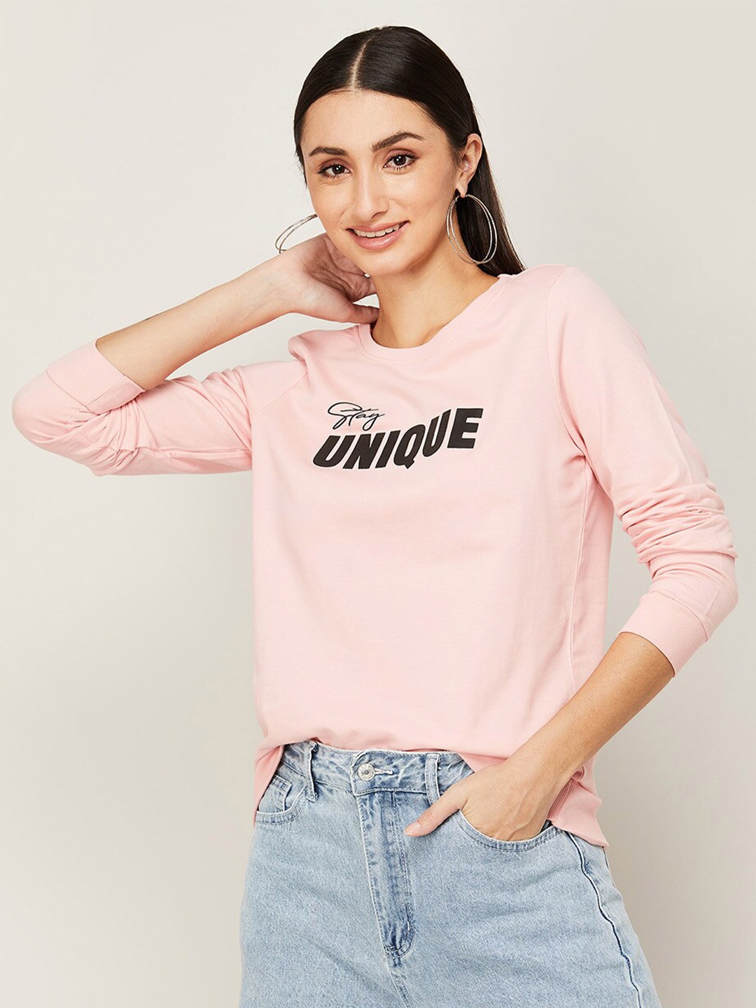 

Fame Forever by Lifestyle Women Pink Printed Cotton Sweatshirt