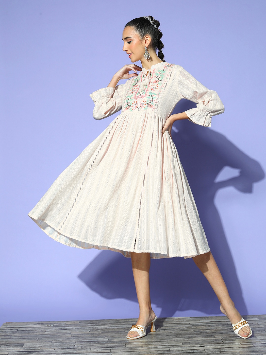 

Ishin Women Off-White Ethnic Motifs Craftcore Dress