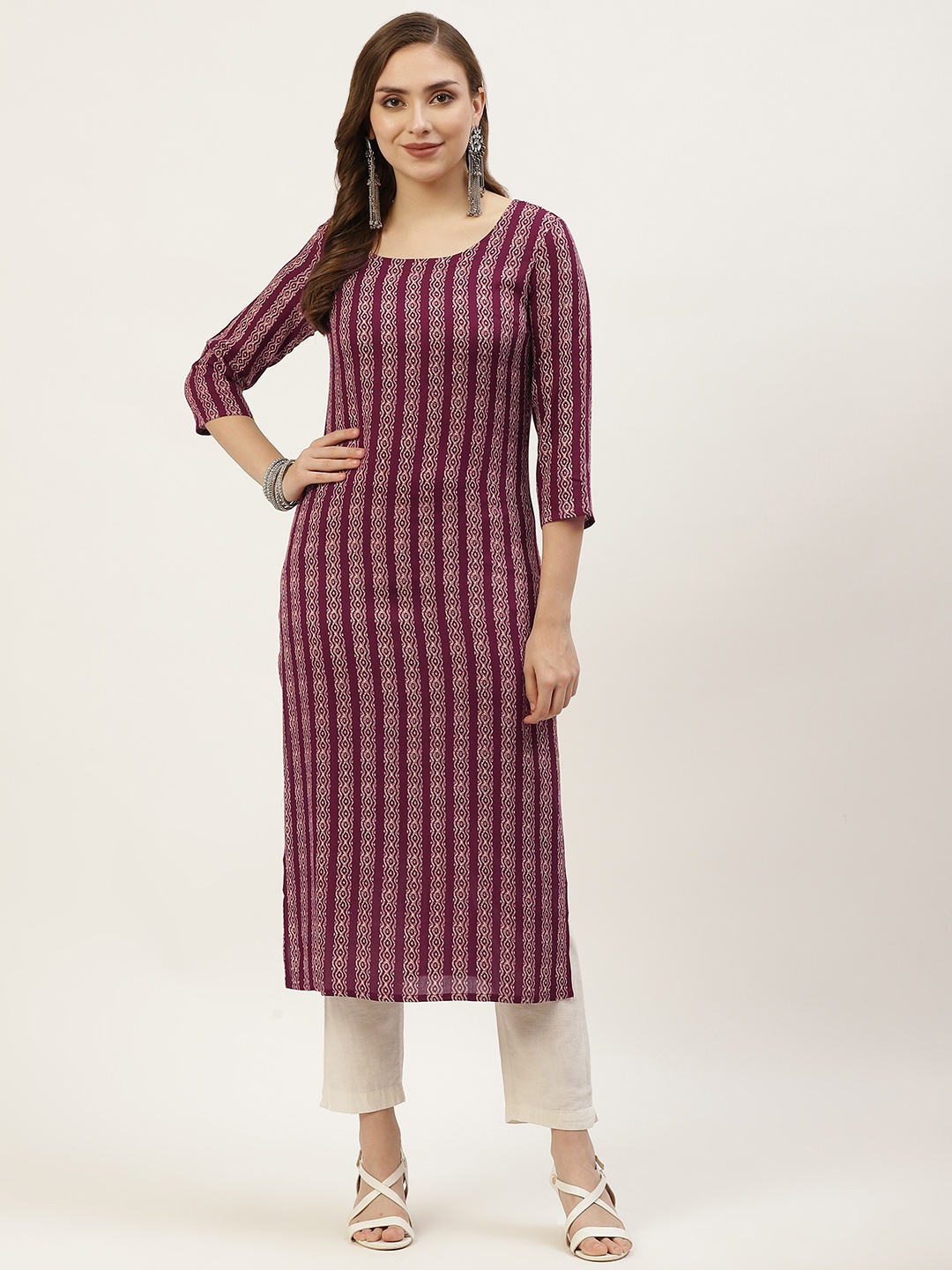 

KBZ Women Purple & White Ethnic Motifs Printed Kurta