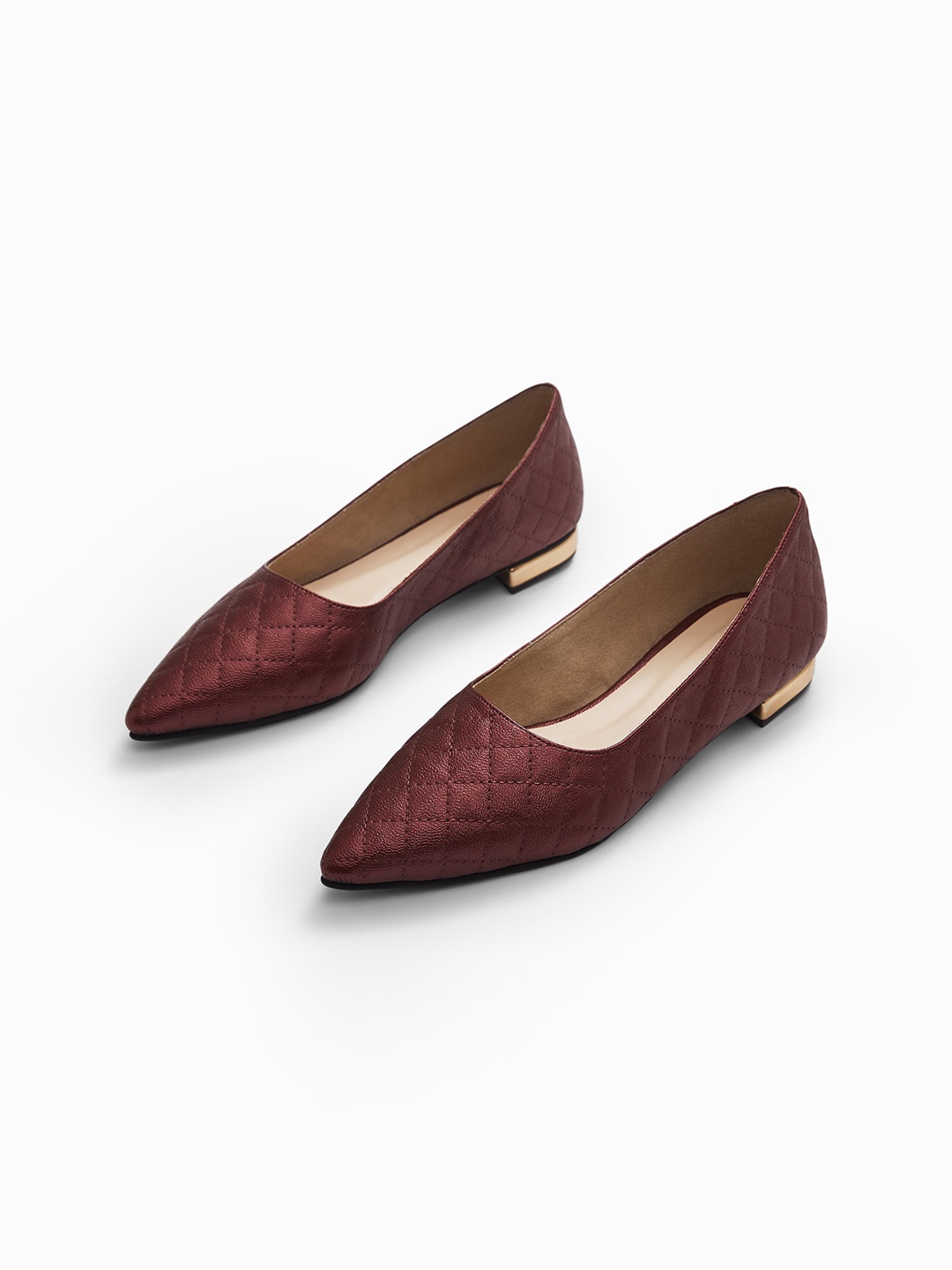

The Label Life Women Burgundy Plum Quilted Ballet Flats