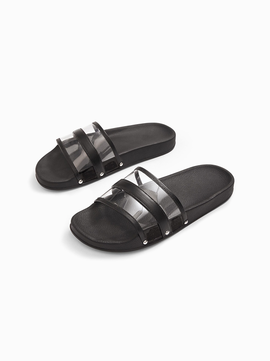 

The Label Life Women Black Solid Vinyl Sliders