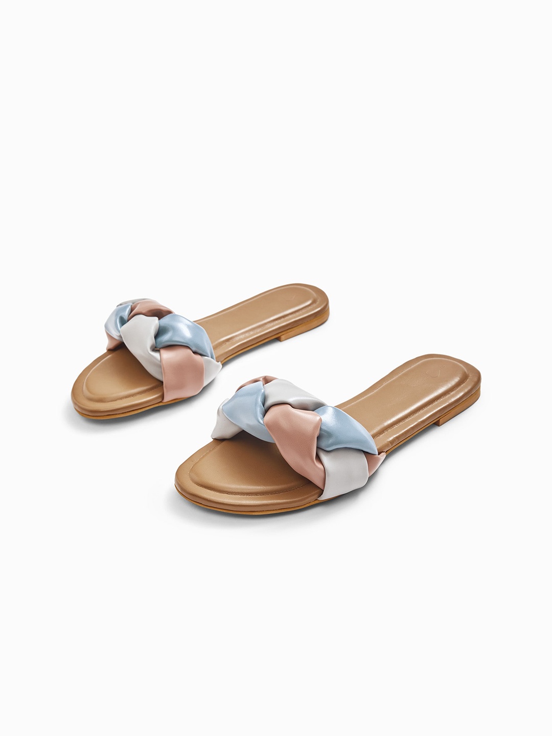 

The Label Life Women Beige Tricolor Braided Sliders