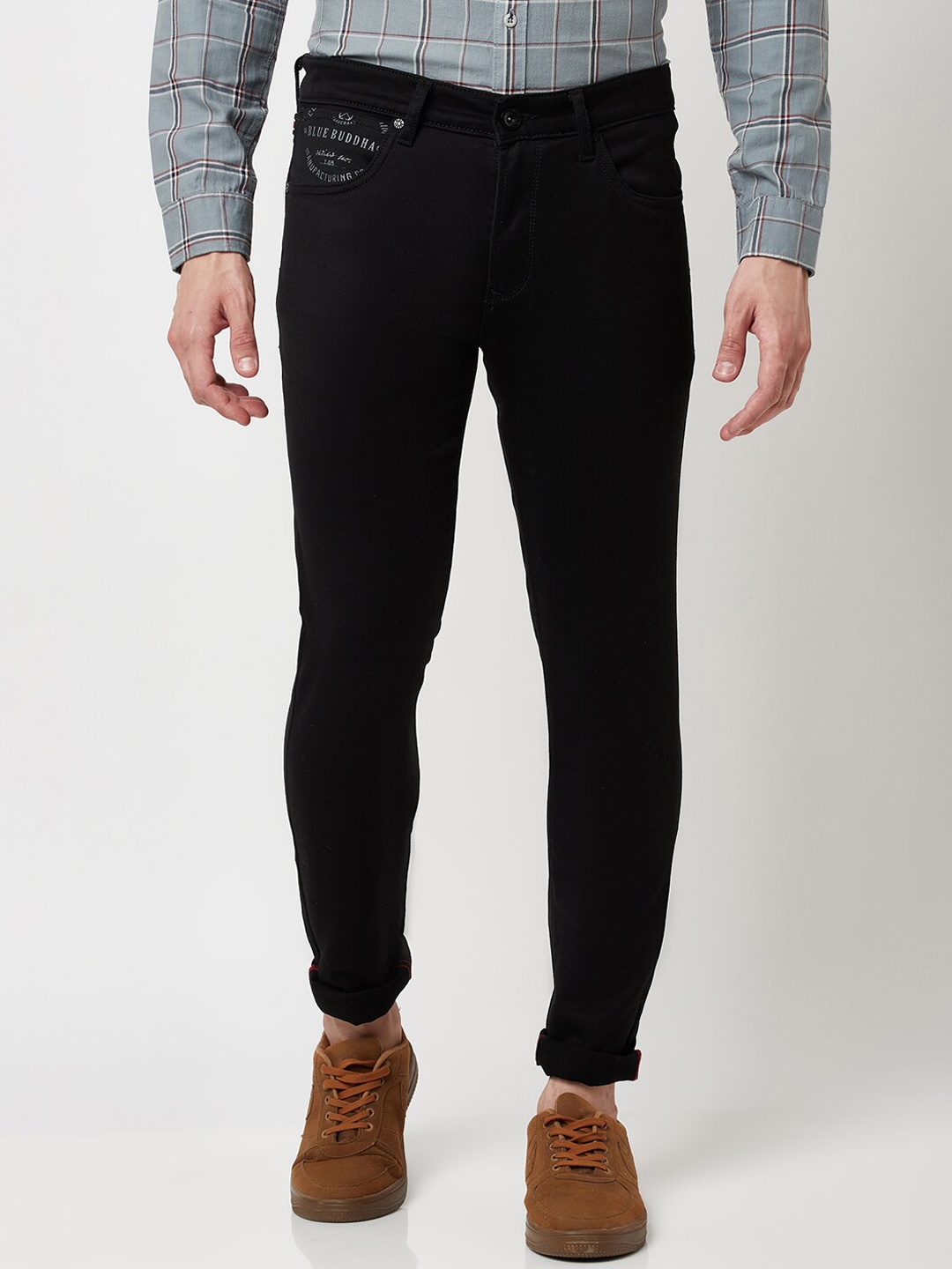 

Blue Buddha Men Black Skinny Fit Highly Distressed Jeans