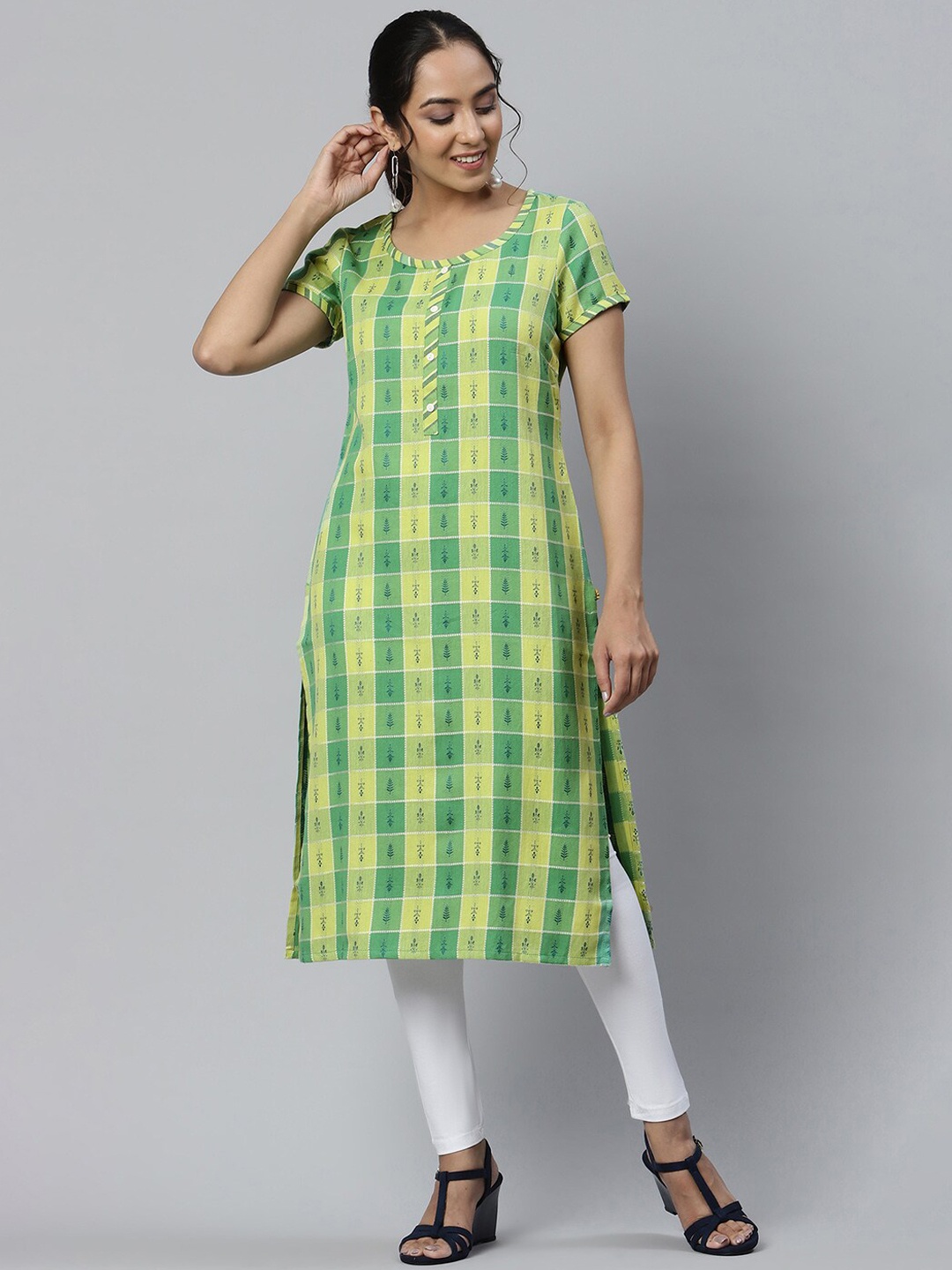 

AURELIA Geometric Print Kurta, Green