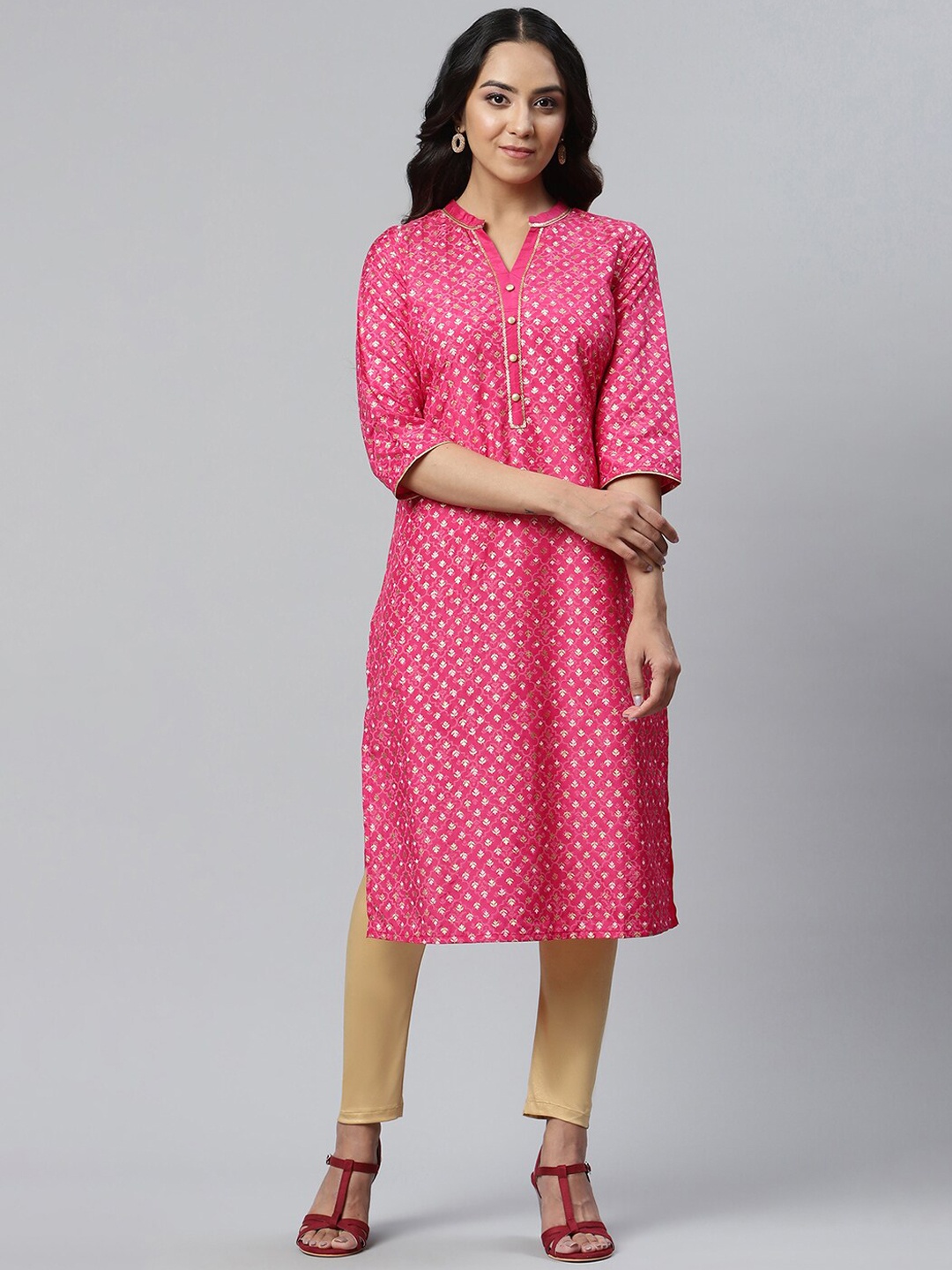 

AURELIA Festive Floral Print Kurta, Pink