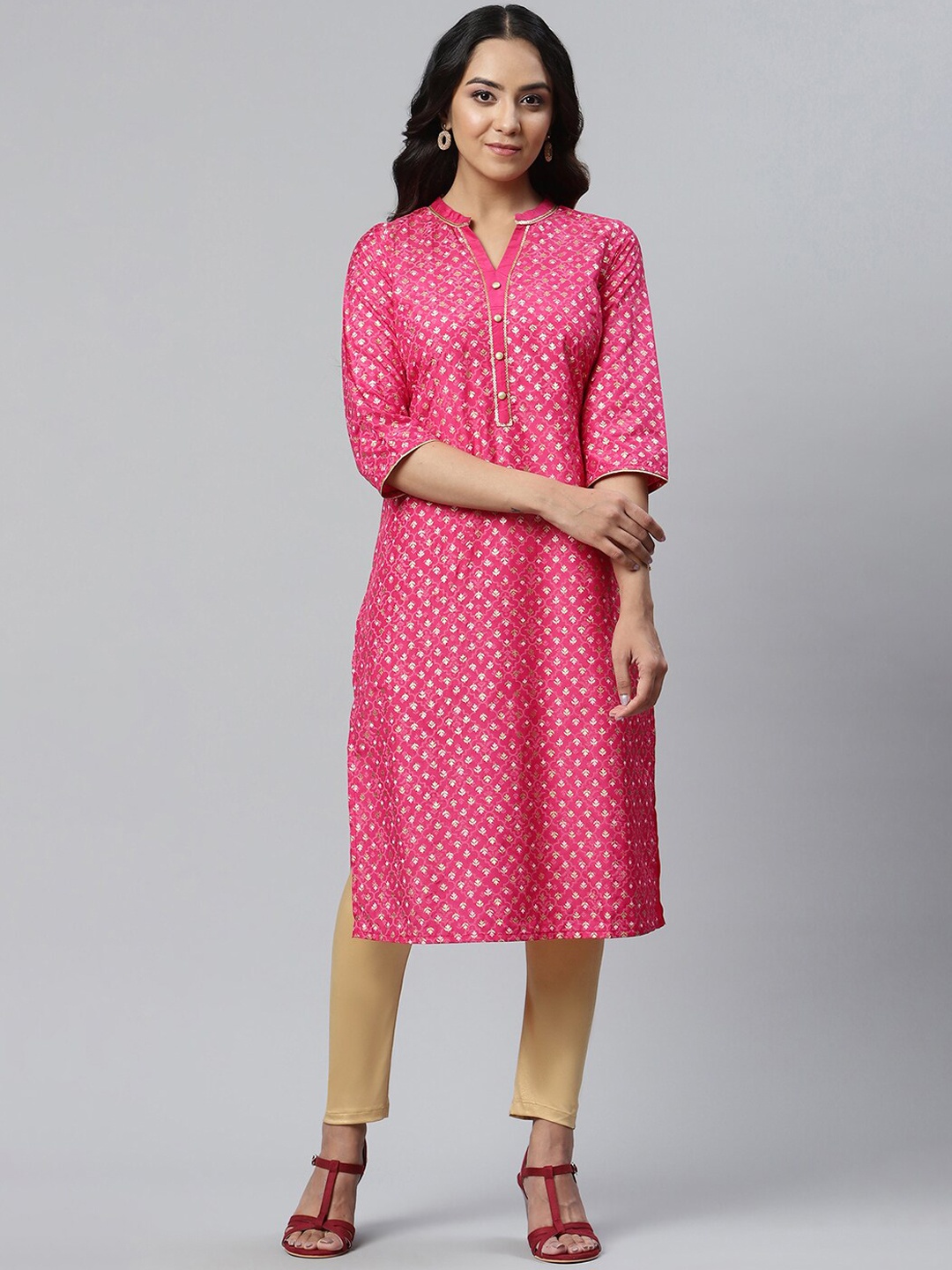 

AURELIA Women Pink Printed Floral Printed Kurta