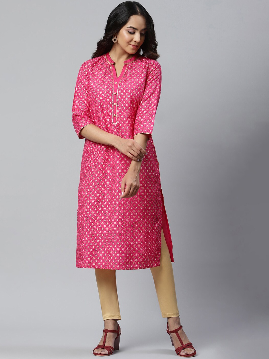 

AURELIA Women Pink Printed Floral Kurta