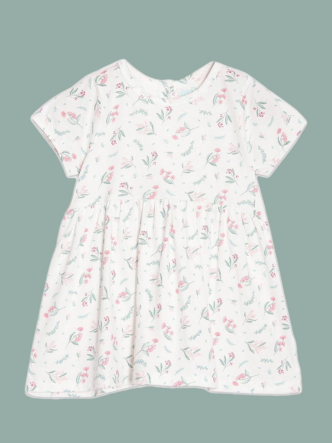 

Broon Girls Off White Floral Printed Organic Cotton Dress