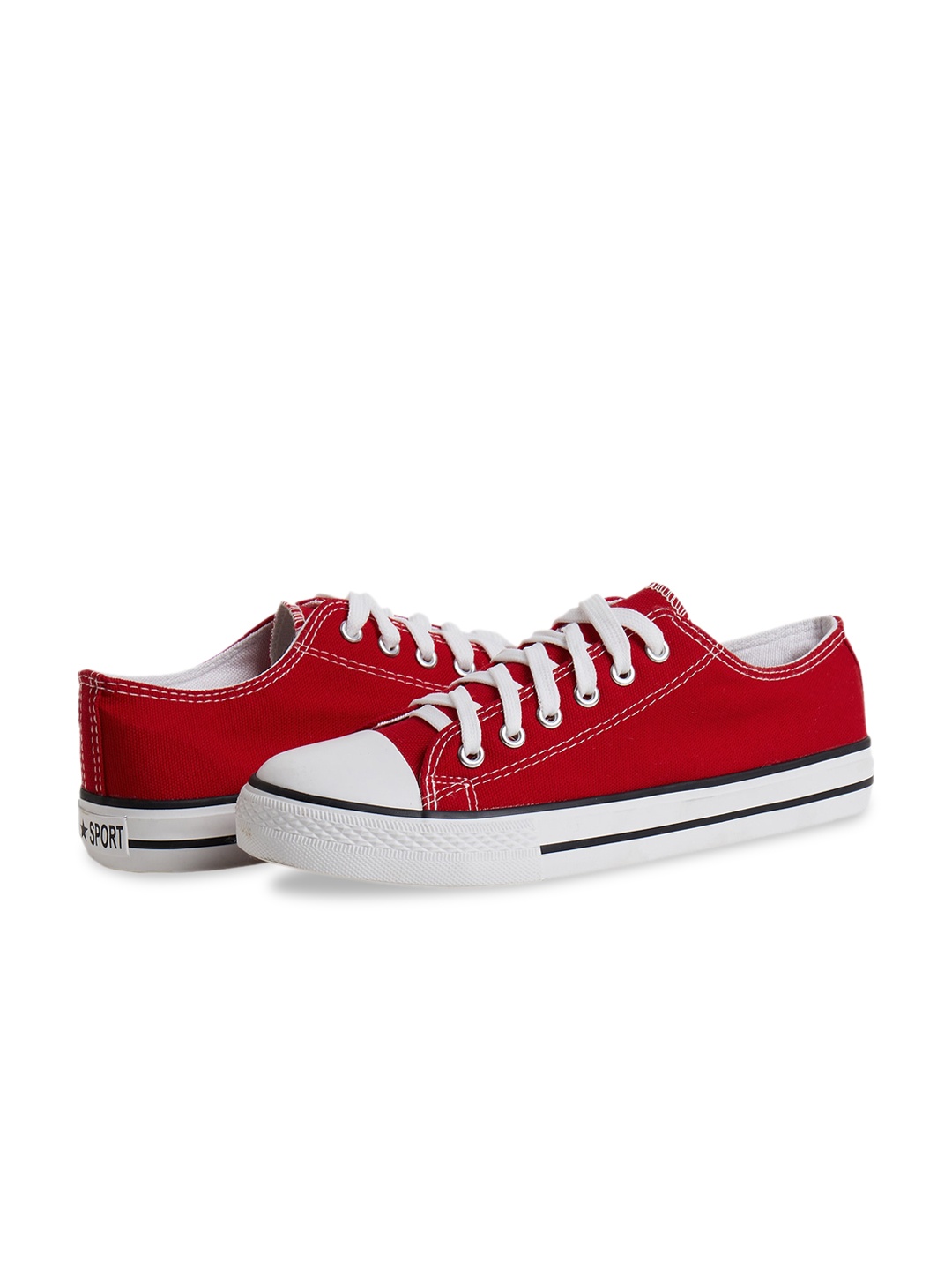 

MOZAFIA Women Canvas Lace-up Casual Low Top Canvas Sneakers, Red