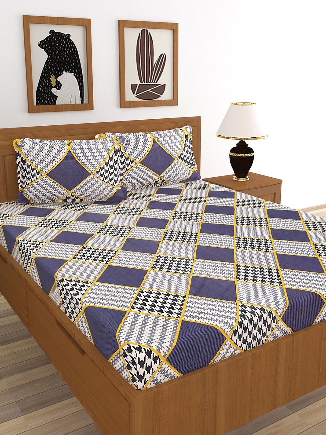 

MORADO Blue 180 TC Double King Bedsheet with 2 Pillow Covers