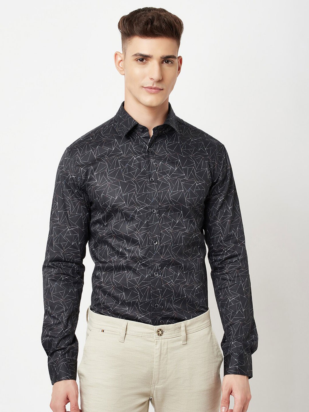 

Blue Buddha Men Black Printed Cotton Casual Shirt