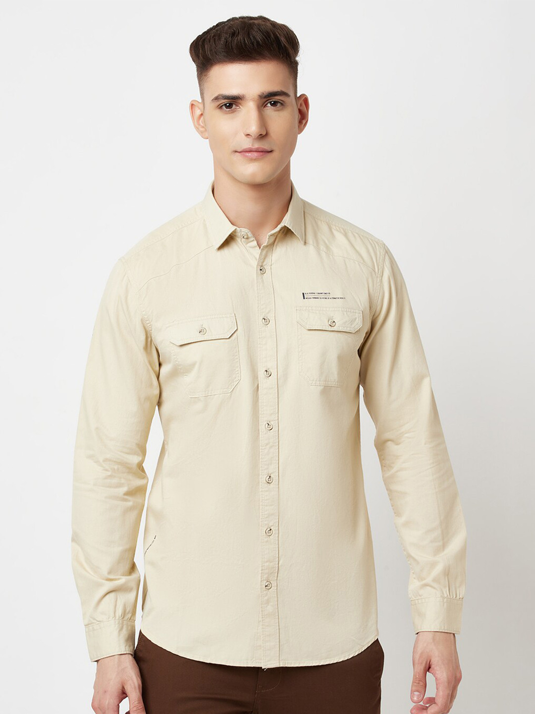 

Blue Buddha Men Beige Casual Shirt
