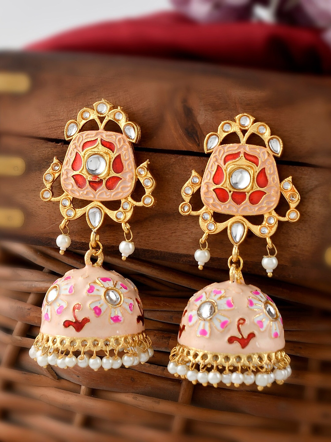 

DASTOOR Multicoloured Contemporary Jhumkas Earrings, Multi