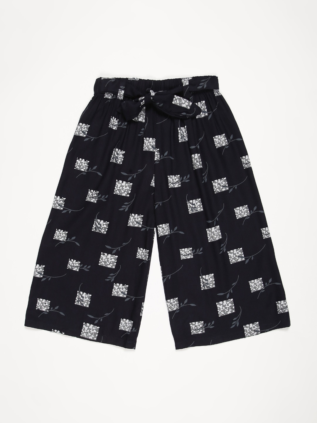 

V2 Value & Variety Girls Navy Blue & Grey Printed Capris