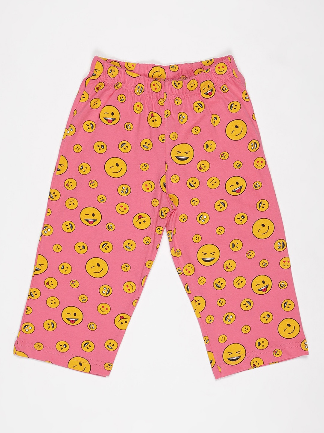 

V2 Value & Variety Girls Pink & Yellow Emoji Printed Cotton Capris