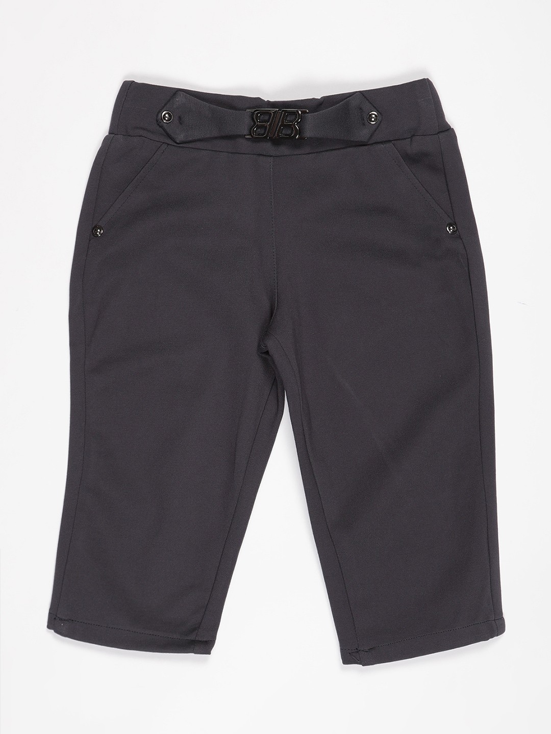 

V2 Value & Variety Girls Charcoal Grey Solid Capris
