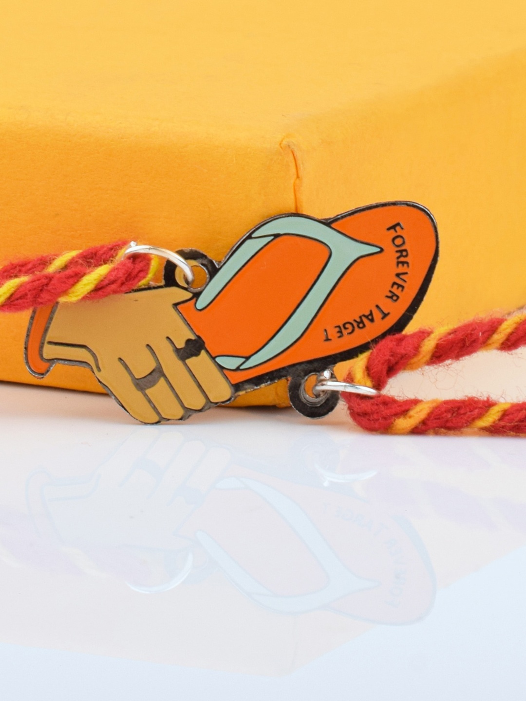 

Bigsmall Unisex Orange & Yellow Forever Target Metallic Rakhi