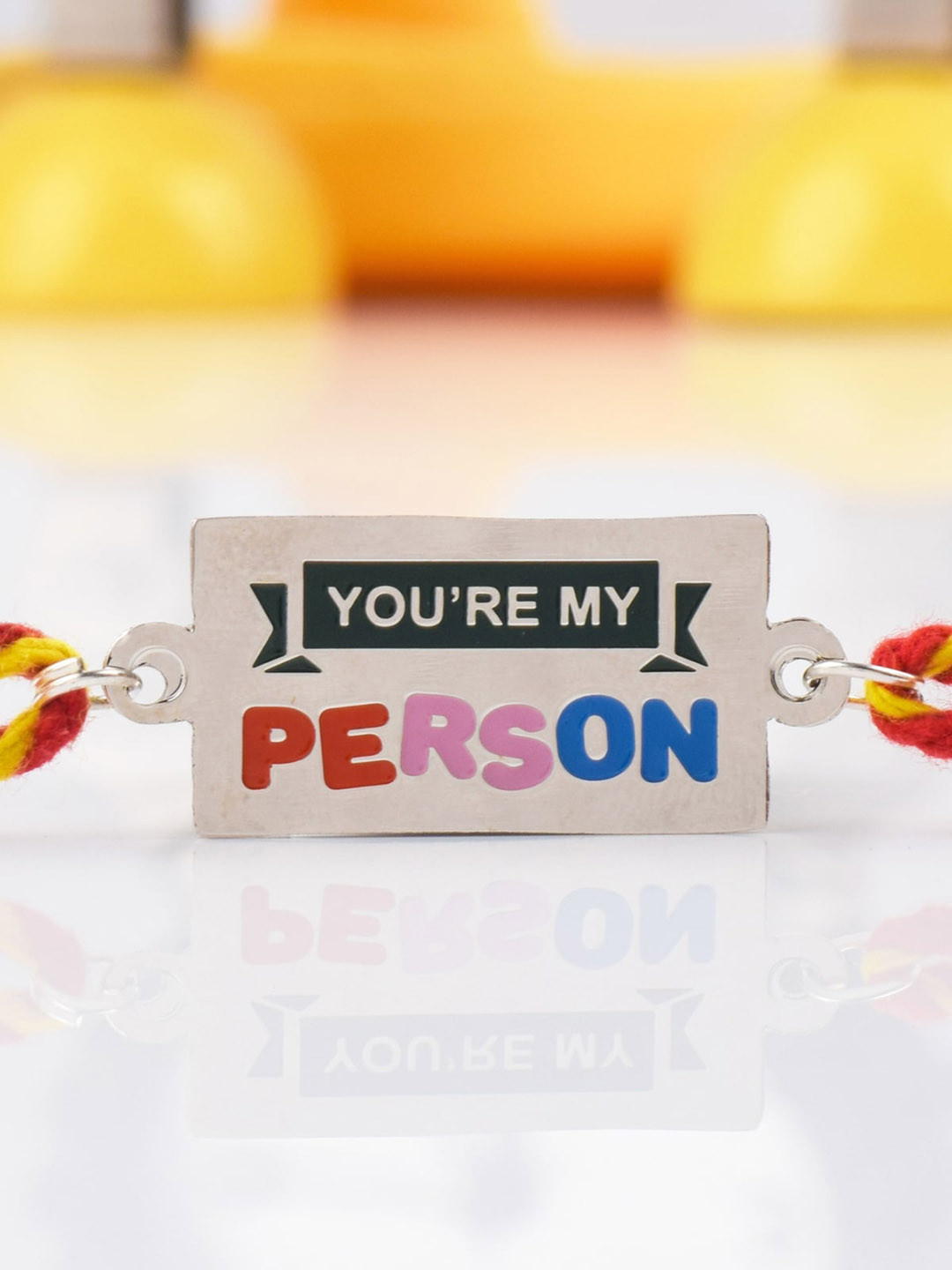 

Bigsmall Unisex Silver-Toned & Red You're My Person Rakhi