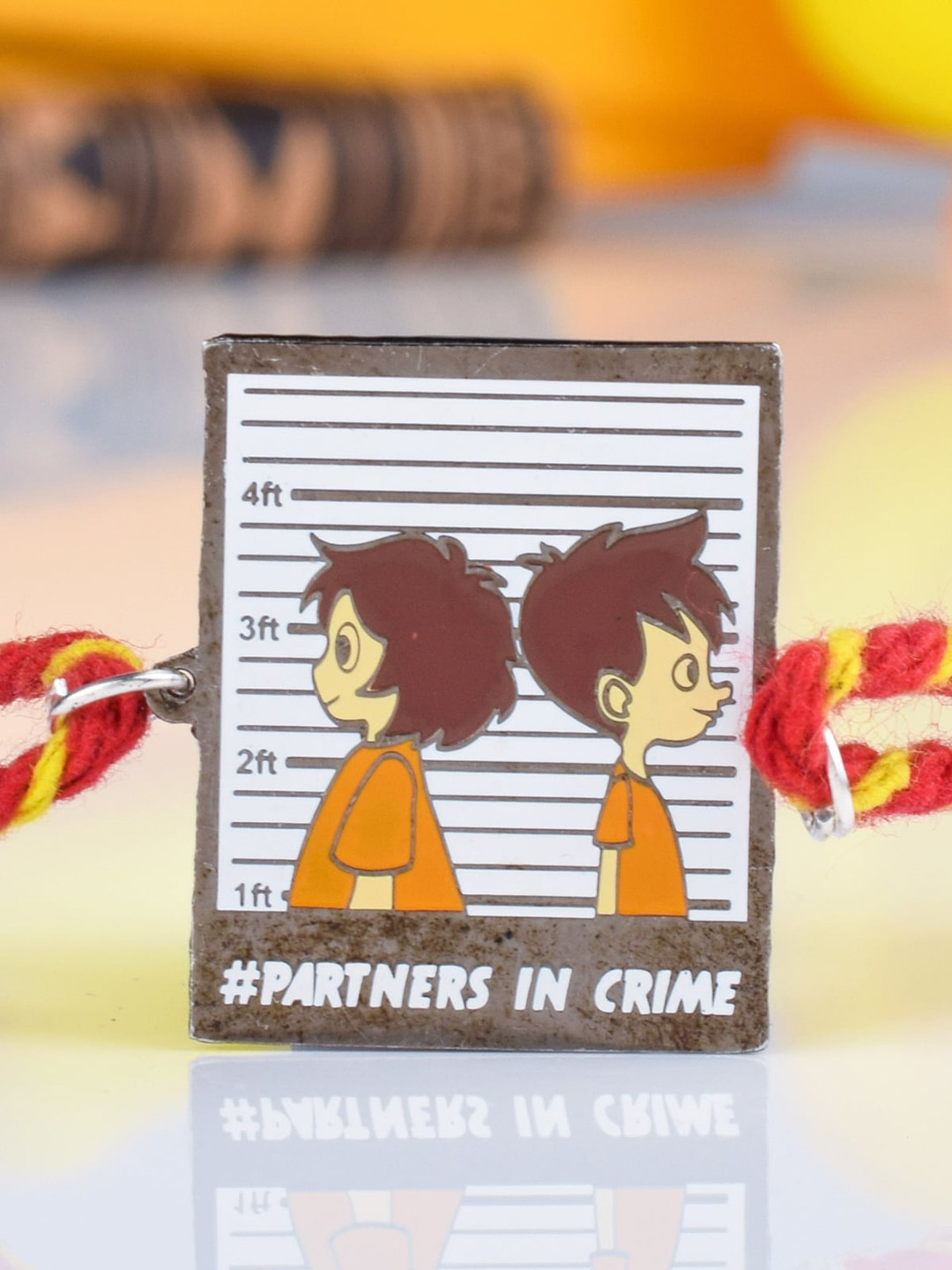 

Bigsmall Unisex Brown & Red Partners in Crime Metallic Rakhi