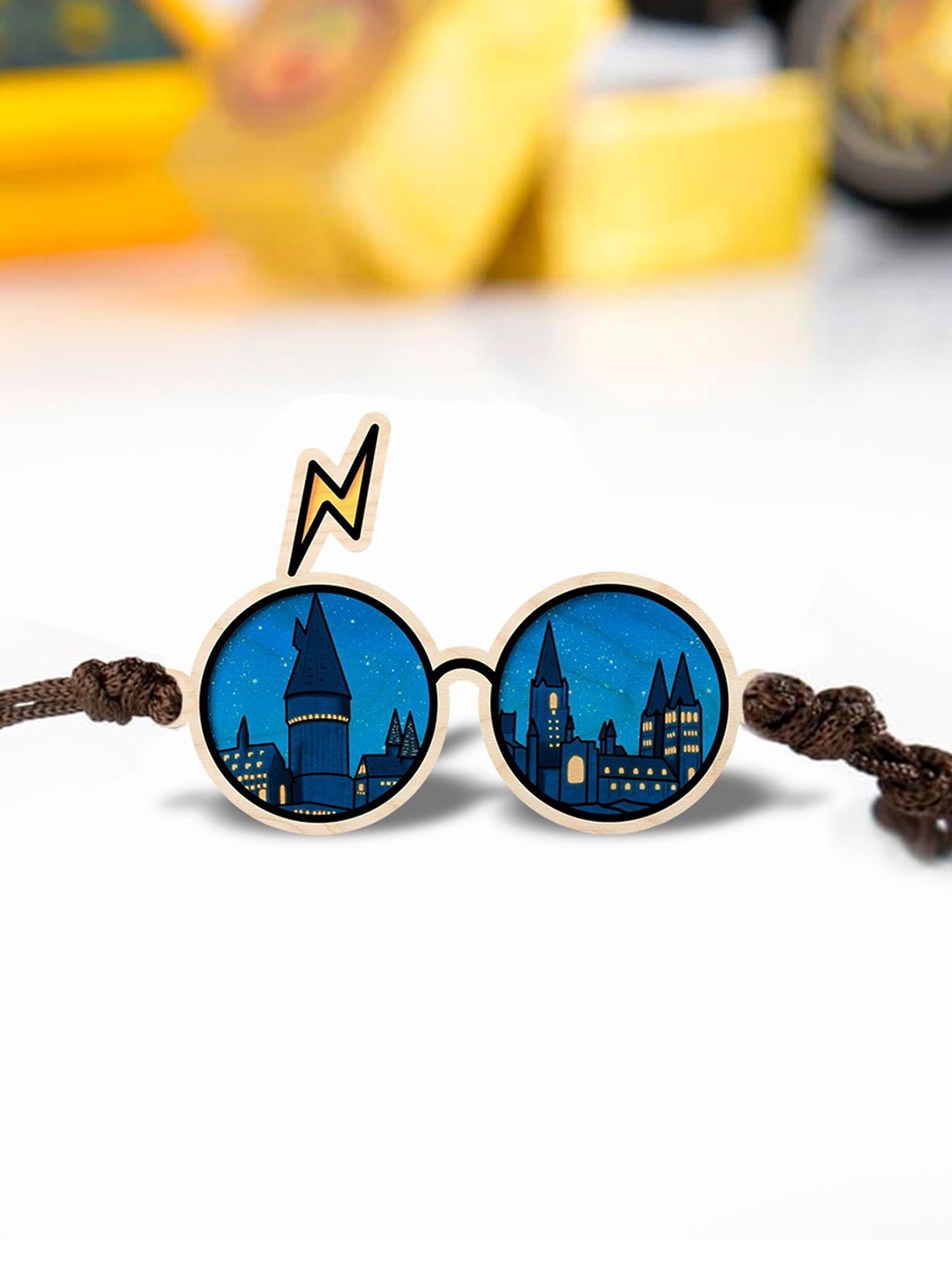 

Bigsmall Unisex Blue Hogwarts Wooden Rakhi