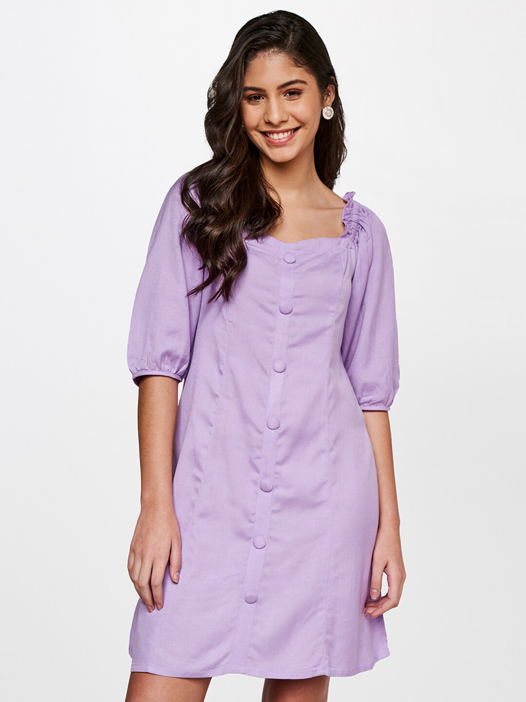 

AND Women Pink Solid A-Line Dress