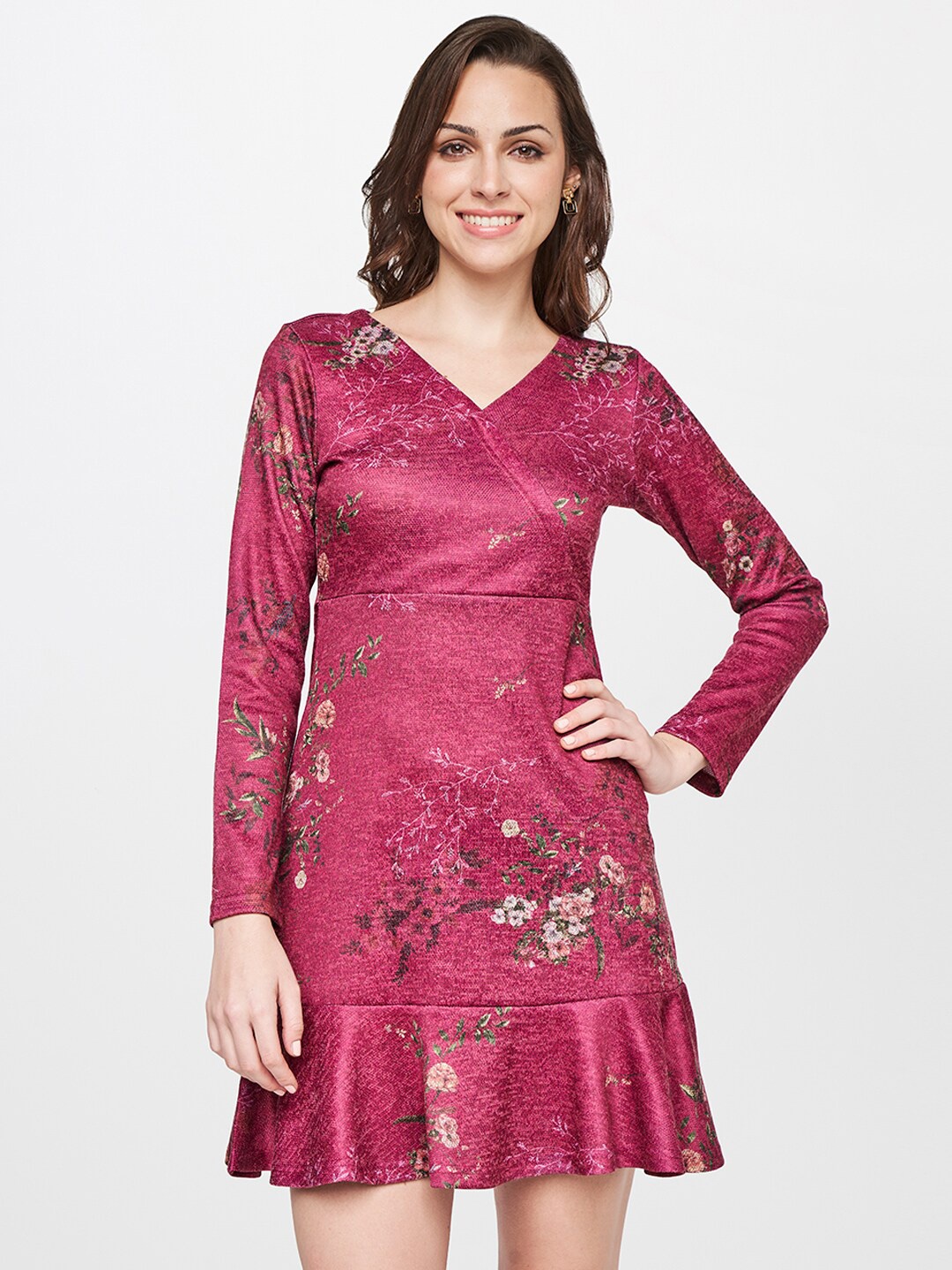 

AND Floral Sheath Dress, Magenta