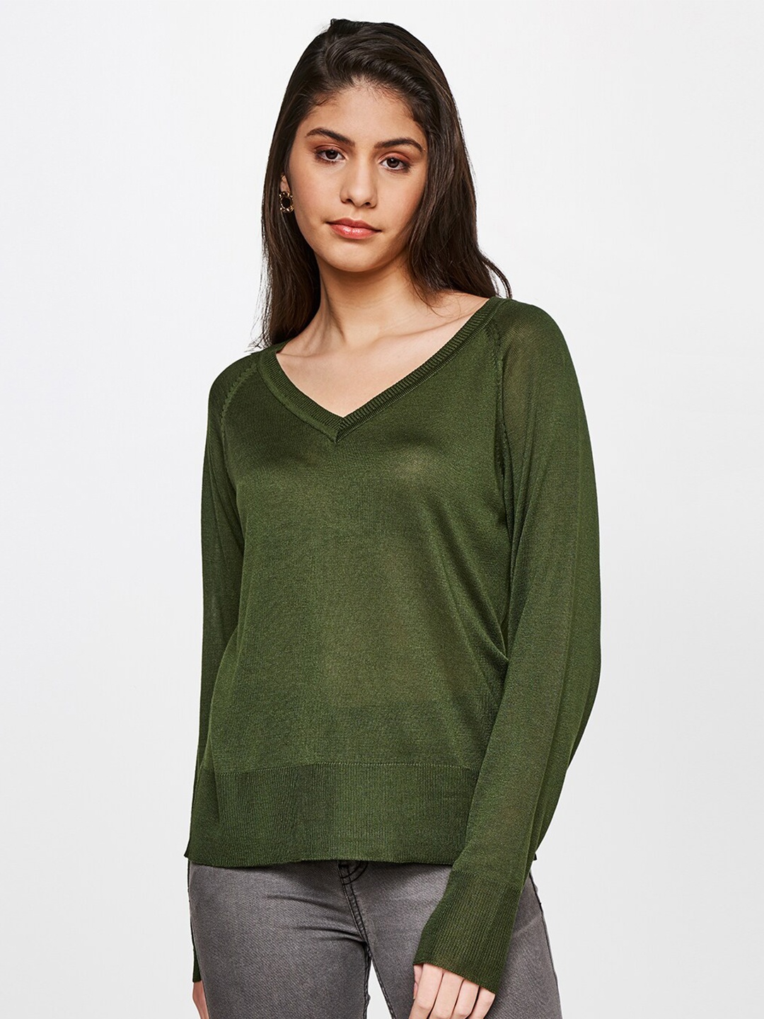 

AND Women Olive Green Sweater Vest