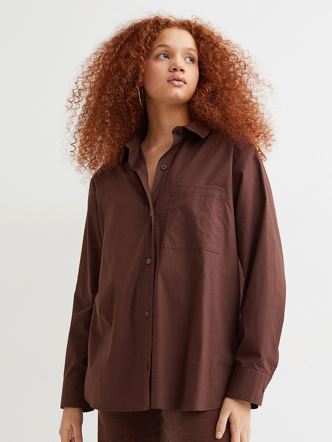 

H&M Brown Oversized Poplin Shirt