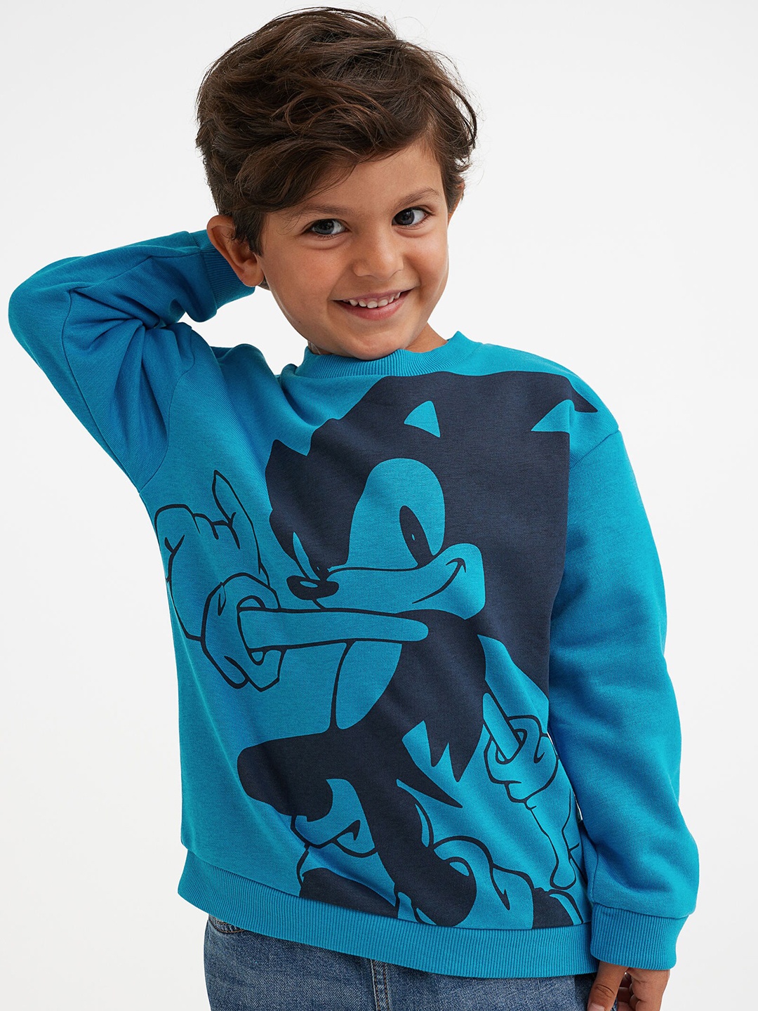 

H&M Boys Blue & Black Printed Sweatshirt