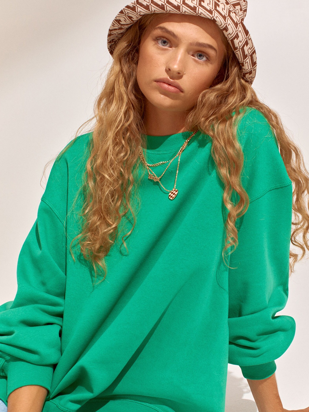 

H&M Women Green Oversized Sweatshirt