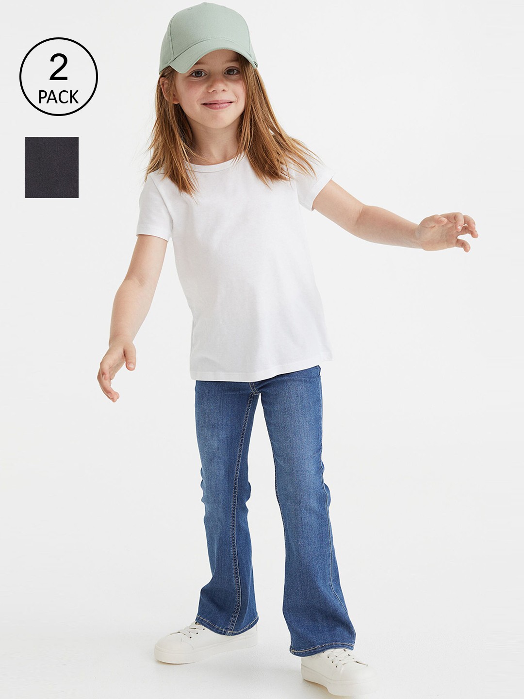 

H&M Girls 2-pack Superstretch Flare Fit Jeans, Black