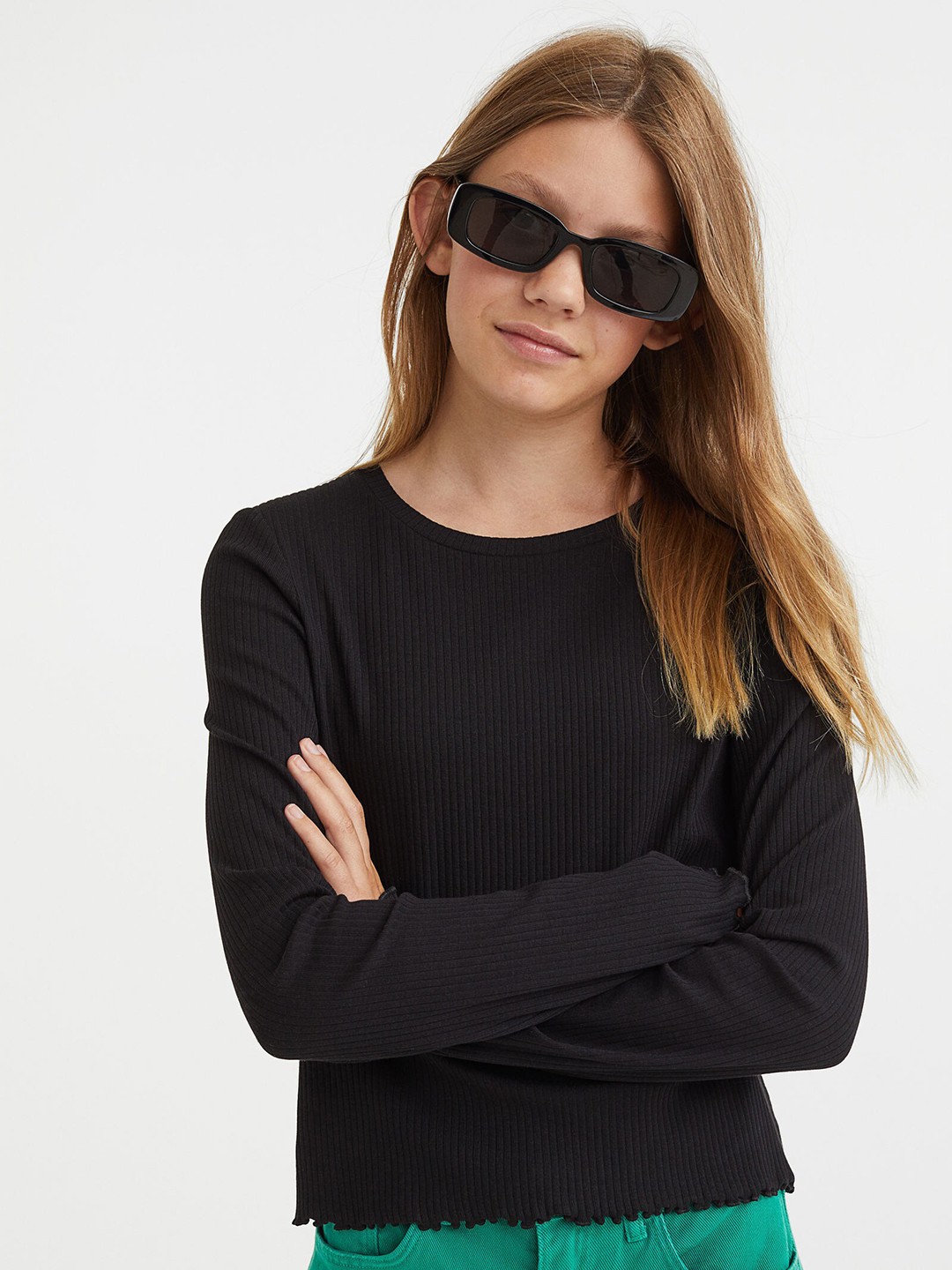 

H&M Black Cotton Jersey Top