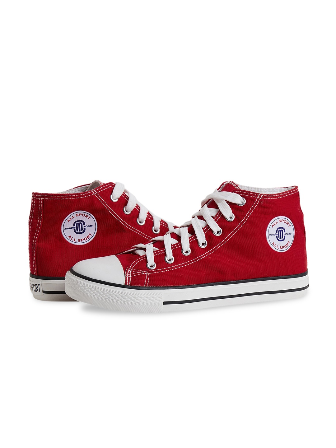 

MOZAFIA Men Canvas Lace-up Casual High Top Sneakers, Red