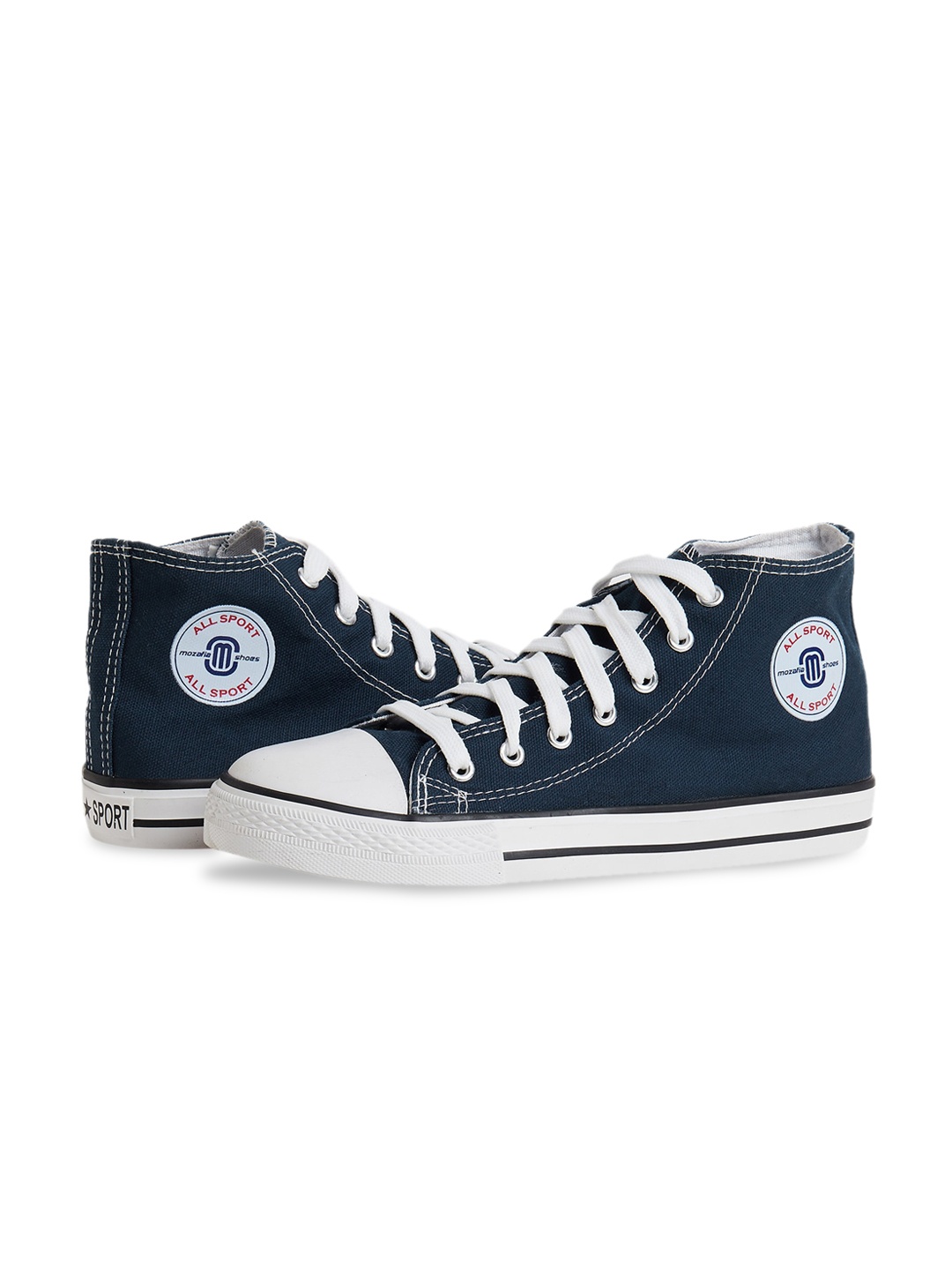 

MOZAFIA Men Canvas Lace-up Casual High Top Sneakers, Navy blue