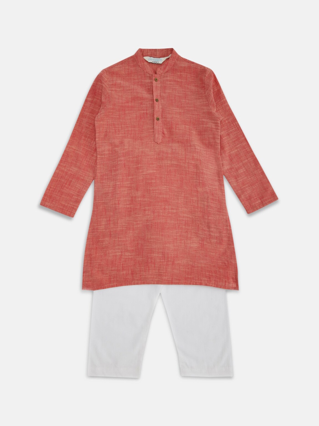 

indus route by Pantaloons Boys Coral Self Design Pure Cotton Kurta with Pyjamas