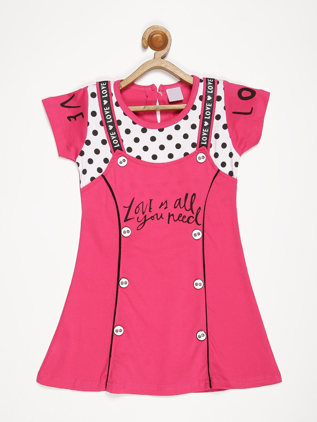 

V2 Value & Variety Girls Pink & White Printed Cotton A-Line Dress