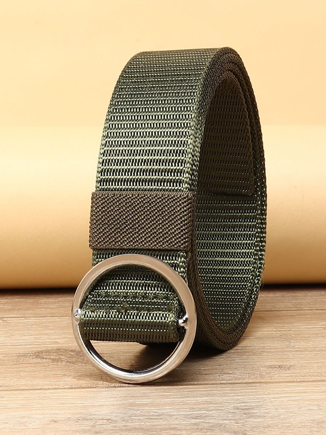 

URBAN ALFAMI Women Olive Green Textured Belt