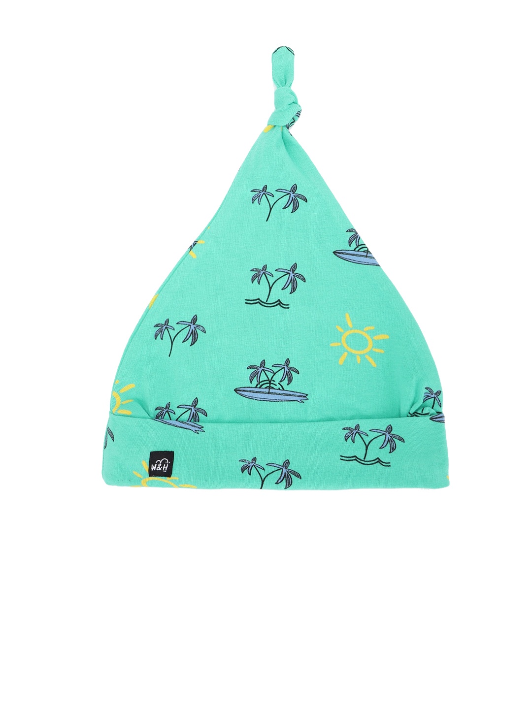 

Whistle & Hops Unisex Kids Turquoise Blue Printed Cotton Sustainable Beanie